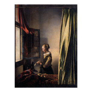 Vermeer Girl Reading Letter at Open Window Glossy Perfect Poster