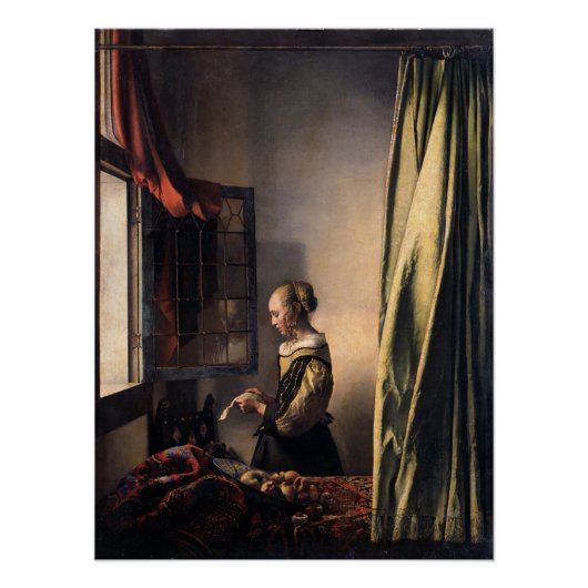 Vermeer Girl Reading Letter at Open Window Glossy Perfect Poster (Voorkant)