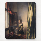 Vermeer Girl Reading Letter in Open Window Muismat (Voorkant)