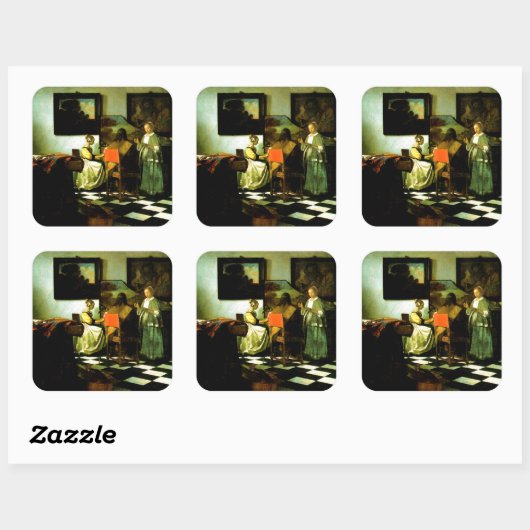 Vermeer: het concert, vierkante sticker (Vel)