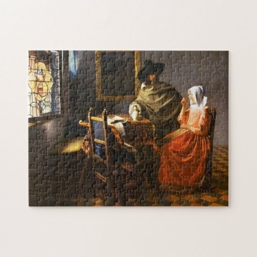 Vermeer het glas van de wijnpuzzel legpuzzel (Horizontaal)