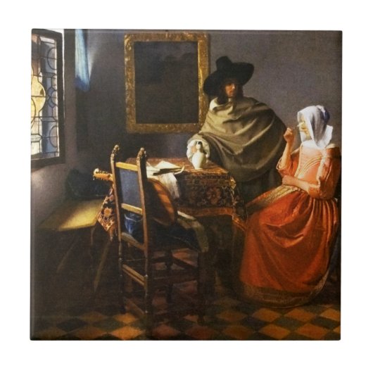 Vermeer het glas van de wijnstok tegeltje (Voorkant)