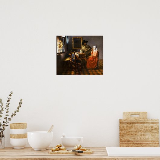 Vermeer Het glas van Poster van wijn (Keuken)