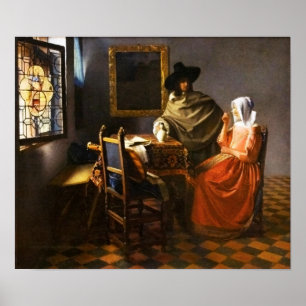 Vermeer Het glas van Poster van wijn