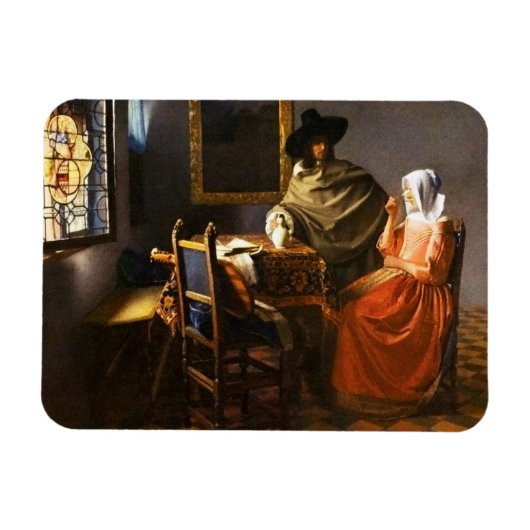 Vermeer Het Glas van Wijnmagneet Magneet (Horizontaal)