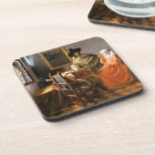 Vermeer - Het glas wijn, beroemd schilderij Bier Onderzetter (Linkerzijde)