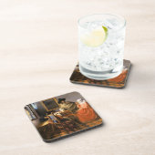 Vermeer - Het glas wijn, beroemd schilderij Bier Onderzetter (Rechterzijde)