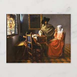Vermeer het glas wijn briefkaart