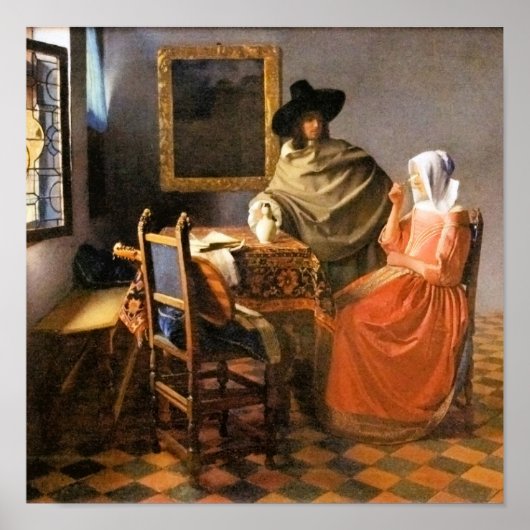 Vermeer - het glas wijn, poster (Voorkant)