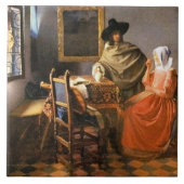 Vermeer - het glas wijn, tegeltje (Voorkant)