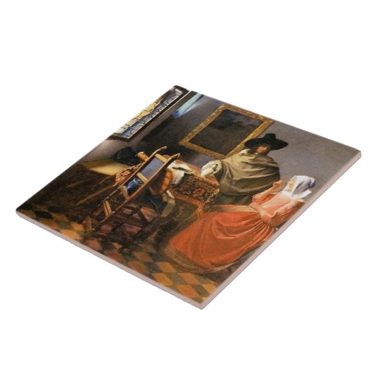 Vermeer - het glas wijn, tegeltje (Zijkant)