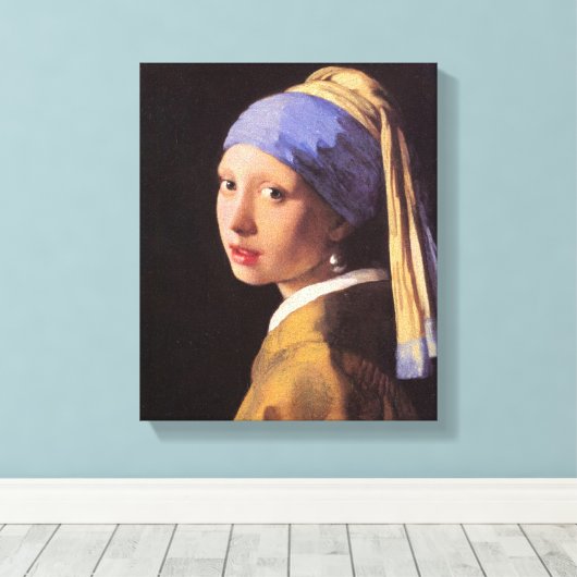 Vermeer - Het meisje met de parel oorbel Canvas Afdruk (Insitu (Houten vloer))