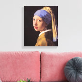 Vermeer - Het meisje met de parel oorbel Canvas Afdruk (Insitu (Woonkamer))