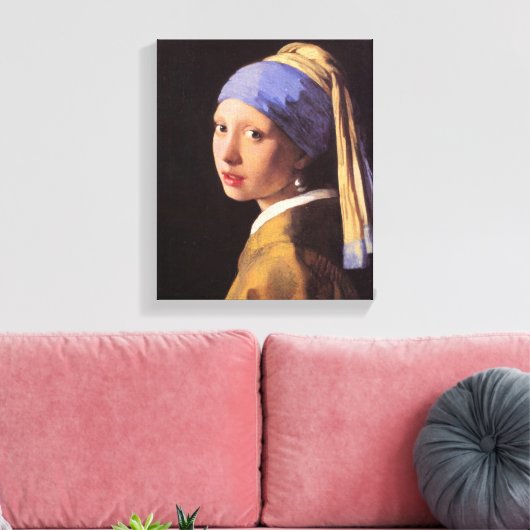 Vermeer - Het meisje met de parel oorbel Canvas Afdruk (Insitu (Woonkamer))