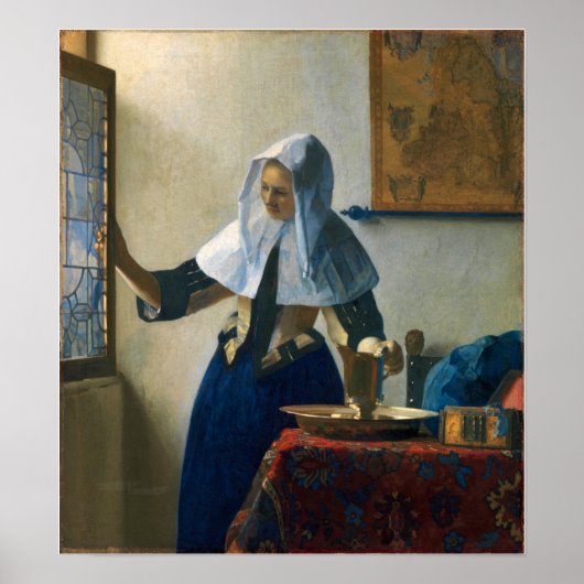 Vermeer - jonge vrouw met een waterpitcher 1665 poster (Voorkant)