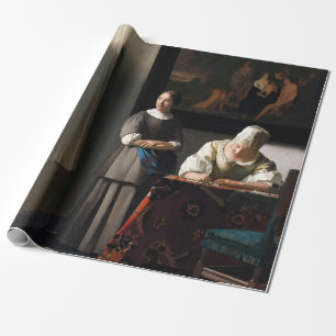 Vermeer - Lady Een brief schrijven met haar Maid Cadeaupapier