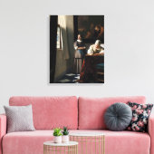 Vermeer - Lady Een brief schrijven met haar Maid Canvas Afdruk (Insitu (Woonkamer))