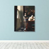 Vermeer - Lady Een brief schrijven met haar Maid Canvas Afdruk (Insitu (Houten vloer))