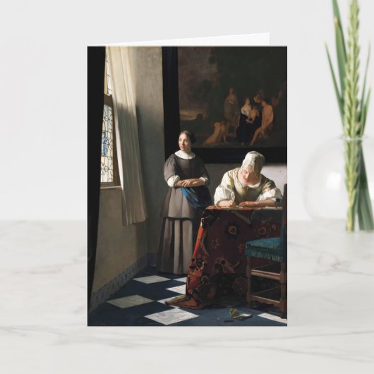 Vermeer - Lady Een brief schrijven met haar Maid Kaart (Voorkant)