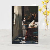 Vermeer - Lady Een brief schrijven met haar Maid Kaart (Gele Bloem)