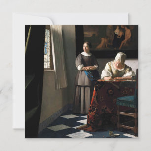 Vermeer - Lady Een brief schrijven met haar Maid Kaart