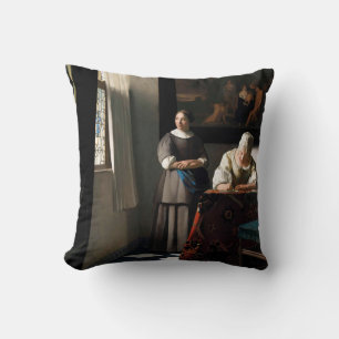 Vermeer - Lady Een brief schrijven met haar Maid Kussen