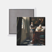 Vermeer - Lady Een brief schrijven met haar Maid Magneet (Voorkant / Achterkant)
