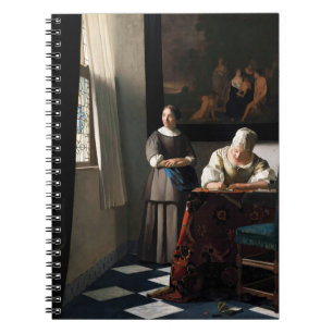 Vermeer - Lady Een brief schrijven met haar Maid Notitieboek