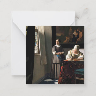 Vermeer - Lady Een brief schrijven met haar Maid Notitiekaartje