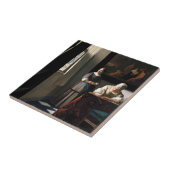 Vermeer - Lady Een brief schrijven met haar Maid Tegeltje (Zijkant)