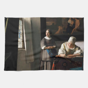 Vermeer - Lady Een brief schrijven met haar Maid Theedoek