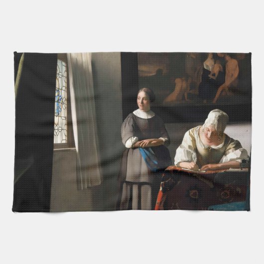 Vermeer - Lady Een brief schrijven met haar Maid Theedoek (Horizontaal)
