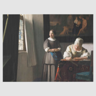 Vermeer - Lady Een brief schrijven met haar Maid Tissuepapier