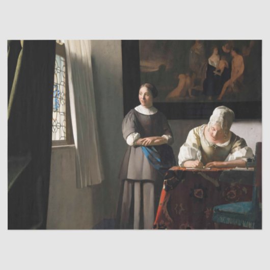 Vermeer - Lady Een brief schrijven met haar Maid Tissuepapier (Voorkant)