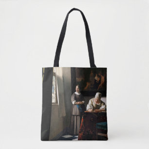 Vermeer - Lady Een brief schrijven met haar Maid Tote Bag