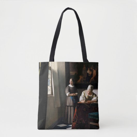 Vermeer - Lady Een brief schrijven met haar Maid Tote Bag (Voorkant)