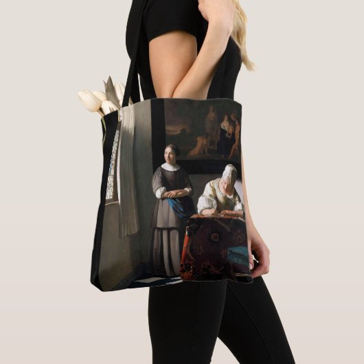 Vermeer - Lady Een brief schrijven met haar Maid Tote Bag (Dichtbij)