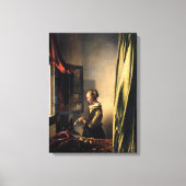 Vermeer - Meisje dat een brief leest bij een open Canvas Afdruk (Voorkant)