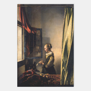 Vermeer - Meisje dat een brief leest bij een open  Inpakpapier Vel