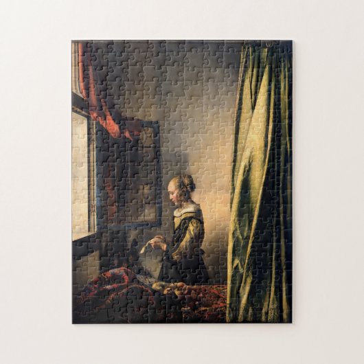 Vermeer - Meisje dat een brief leest bij een open  Legpuzzel (Verticaal)