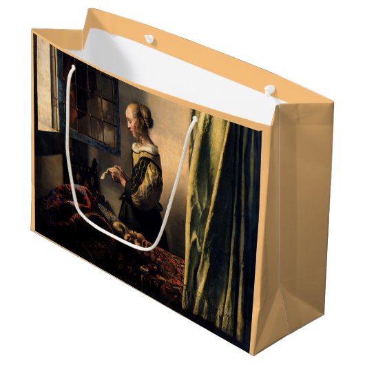 Vermeer - Meisje leest een brief in een open venst Groot Cadeauzakje (Voorkant Gekanteld)