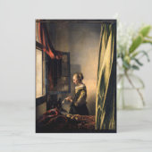 Vermeer - Meisje leest een brief in een open venst Kaart (Staand voorkant)