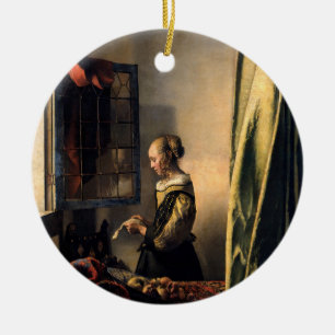 Vermeer - Meisje leest een brief in een open venst Keramisch Ornament