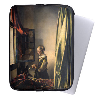 Vermeer - Meisje leest een brief in een open venst Laptop Sleeve