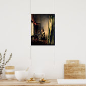 Vermeer - Meisje leest een brief in een open venst Poster (Keuken)