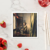 Vermeer - Meisje leest een brief in een open venst Servet (Insitu)