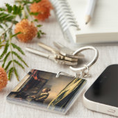 Vermeer - Meisje leest een brief in een open venst Sleutelhanger (Voorkant Rechts)