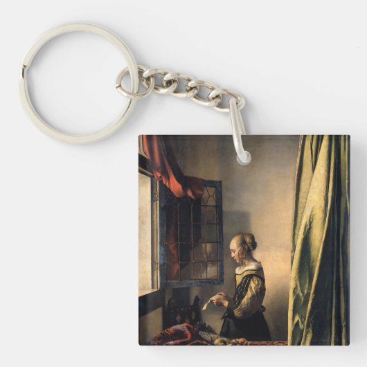 Vermeer - Meisje leest een brief in een open venst Sleutelhanger (Voorkant)