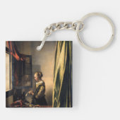 Vermeer - Meisje leest een brief in een open venst Sleutelhanger (Achterkant)