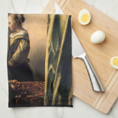 Vermeer - Meisje leest een brief in een open venst Theedoek (Quarter Fold)